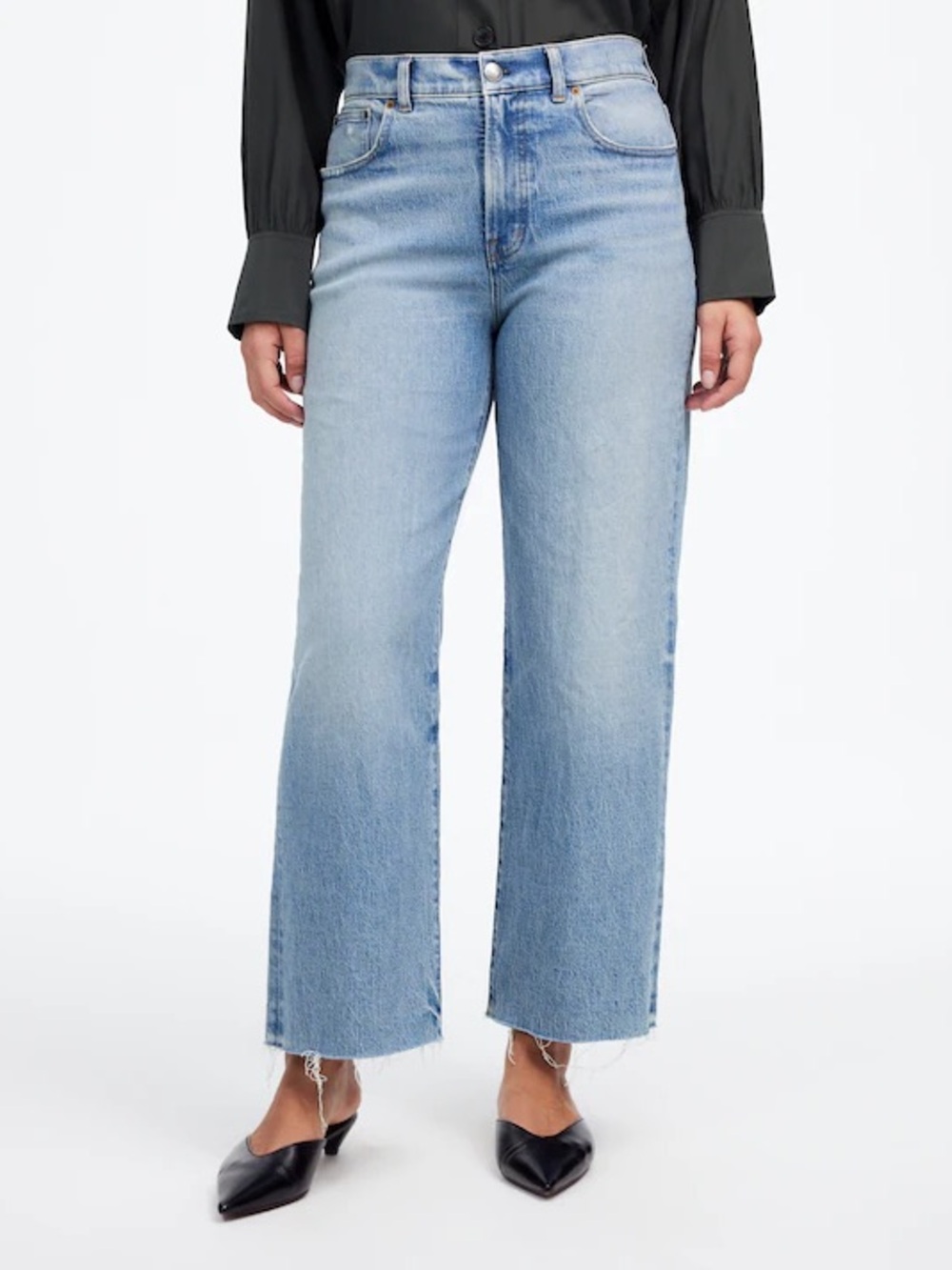 Madewell The Petite Perfect Vintage‎ Wide-Leg Crop Jean Light Wash Sz 25P Spring